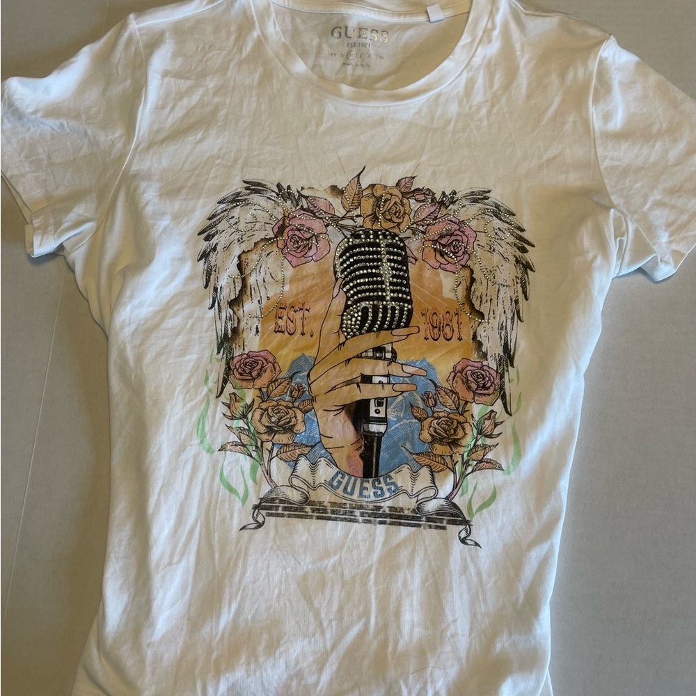 Guess White Cotton Care Label